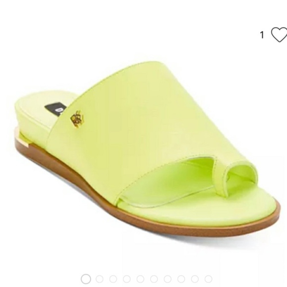 NEW DKNY Daz Toe Thong Flat Neon Yellow Sandal